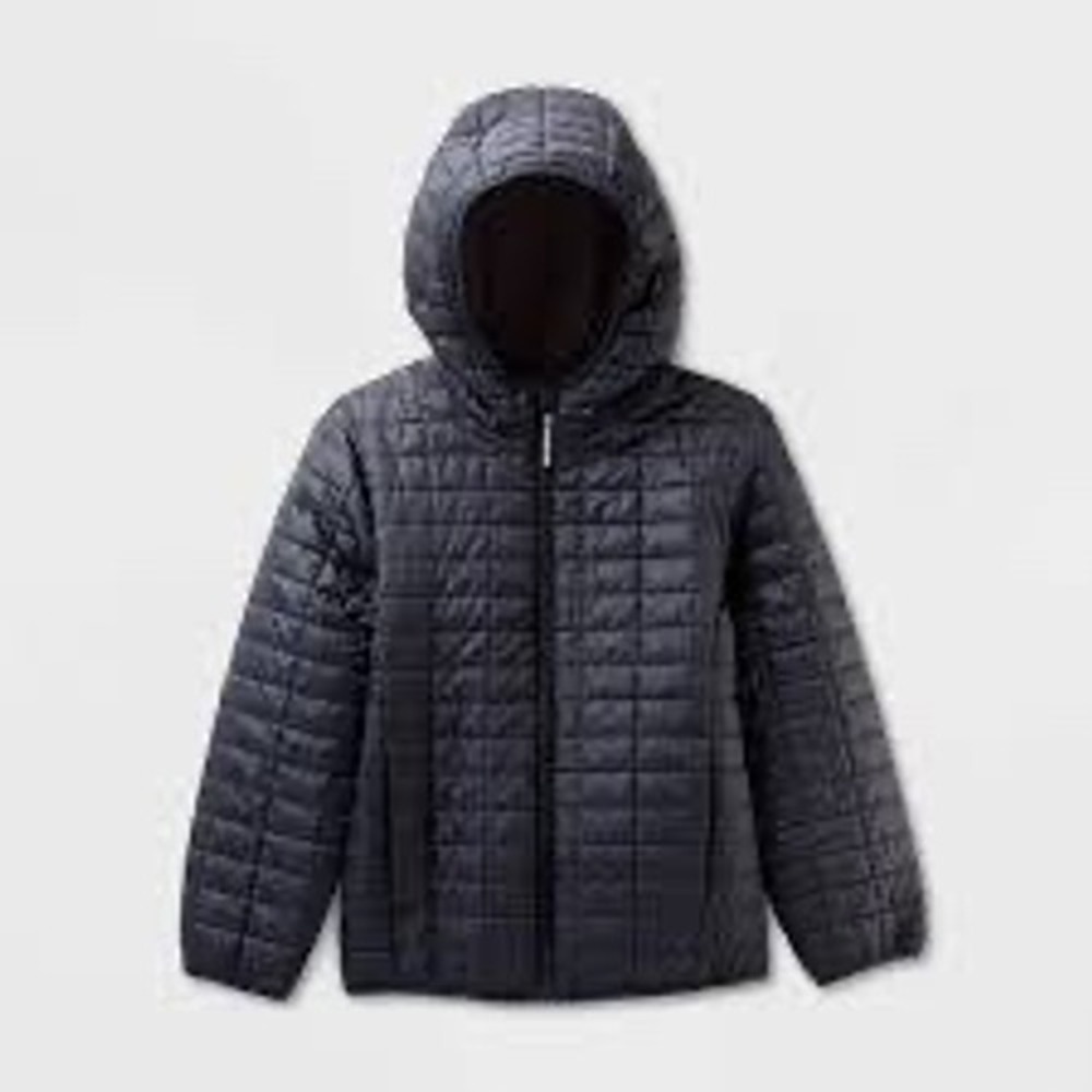 Cat & Jack Toddler Boys Black Quilted Puffer Jacket Hooded‎ Water Resistant 3T